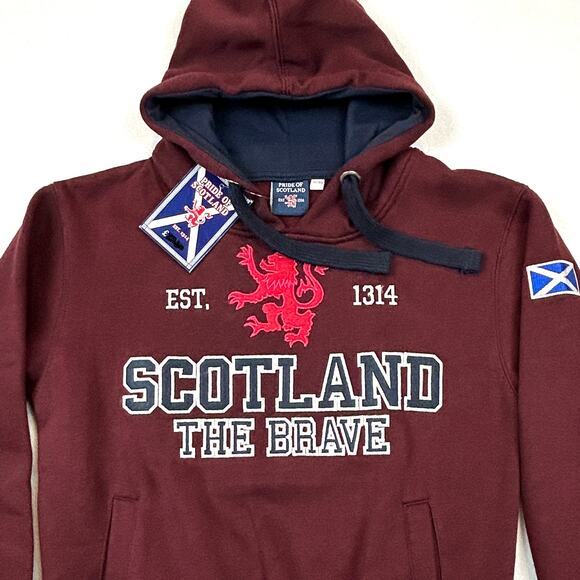 Pride of Scotland The Brave Spellout Hoodie Youth 9/10 Red Pullover New Imperfec - Picture 6 of 9